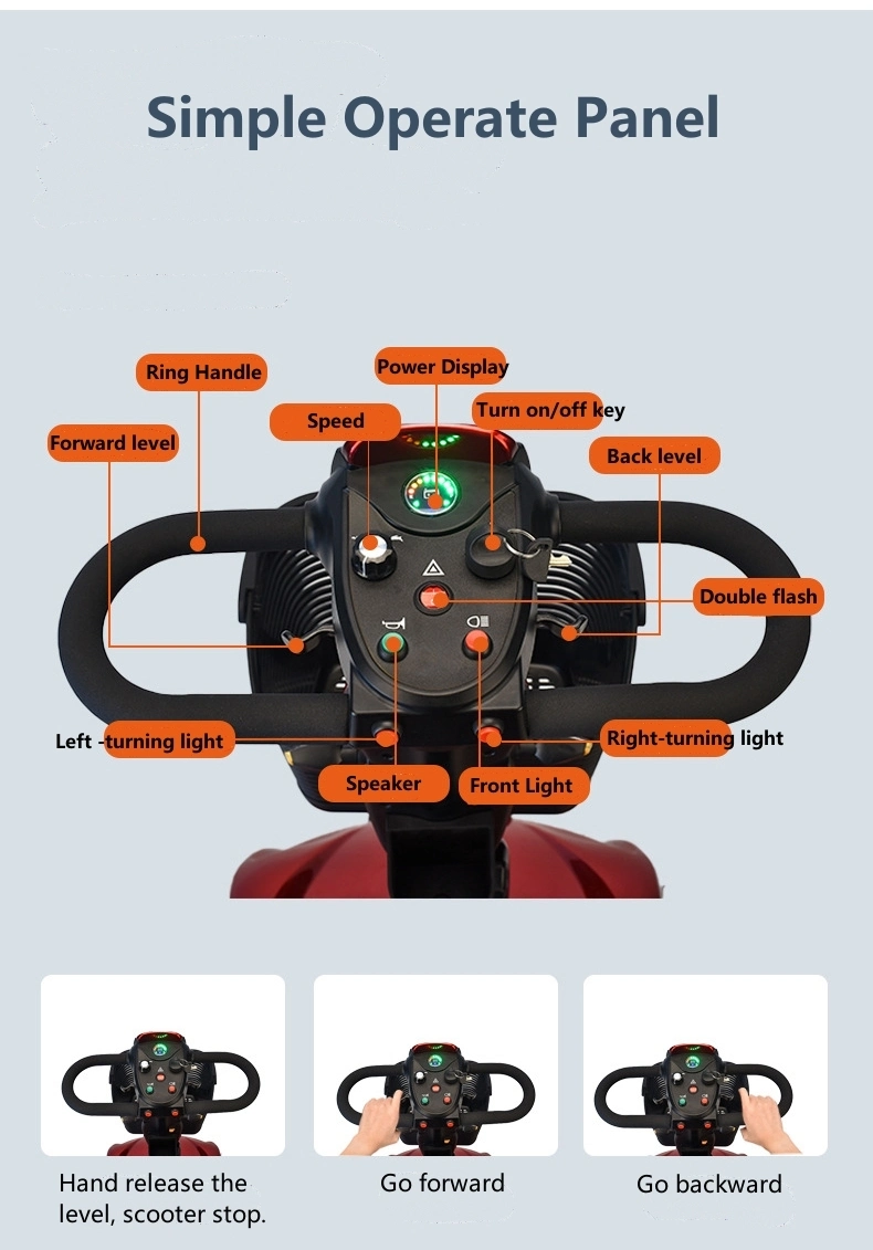 Foldable Mobility Scooter De Mobilite 4 Wheels Handicapped Electric Scooter