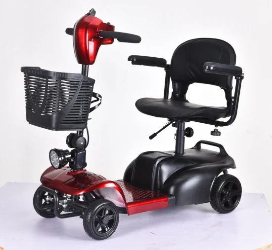 Silla de ruedas eléctrica roja para discapacitados Vespa de movilidad de servicio pesado para ancianos