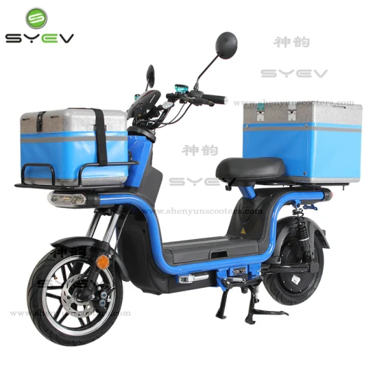 Shenyun Venta al por mayor 120 km de largo alcance Negro / Verde / Amarillo / Blanco 10 pulgadas / 12 pulgadas Entrega de neumáticos Scooter de carga eléctrica / Bicicleta para comida rápida Pizza con dos cajas